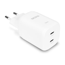 DICOTA Cargador de pared GaN 100W con 2 puertos USB Tipo C, Blanco