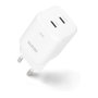 DICOTA Cargador de pared GaN 100W con 2 puertos USB Tipo C, Blanco