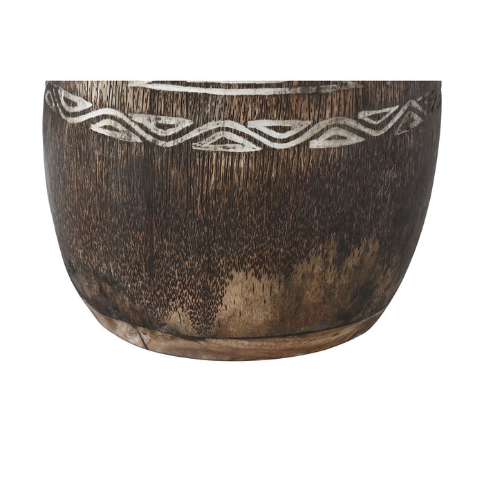 DKD Home Decor Macetero de Madera Tallado Cocotero Marrón 20x20x90 cm