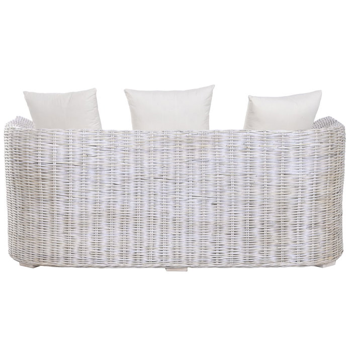 DKD Home Decor Sofá de Ratán y Algodón Blanco con Cojines