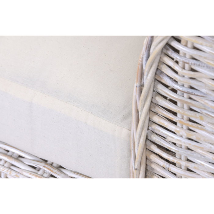 DKD Home Decor Sofá de Ratán y Algodón Blanco con Cojines