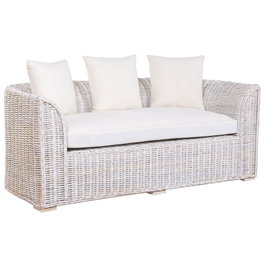 DKD Home Decor Sofá Balinés Blanco 174 x 88 x 69 cm Ratan Algodón con Cojines Fibre outdoor 23