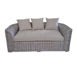 DKD Home Decor Sofá Balinés Blanco 174 x 88 x 69 cm Ratan Algodón con Cojines Fibre outdoor 23