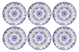 Hermia Juego de Platos de Servicio 6 Piezas Cerámica Azul y Blanco
