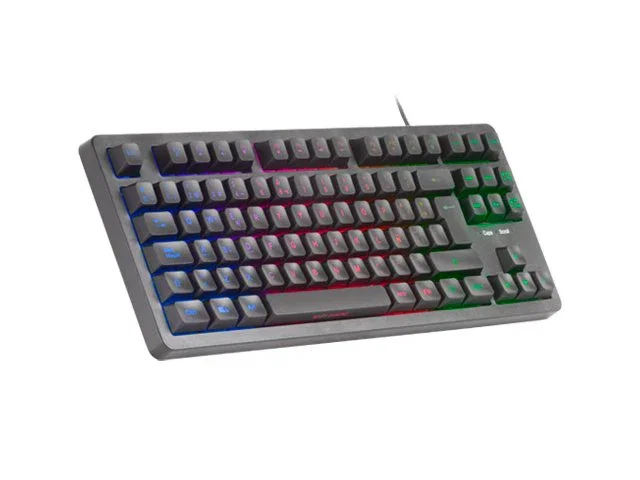 Mars Gaming MK023 Teclado Gaming Mecánico Híbrido TKL Compacto, Tecnología H-Mech Red, Iluminación FRGB Rainbow, Anti-Ghosting, USB, Negro, Distribución Español