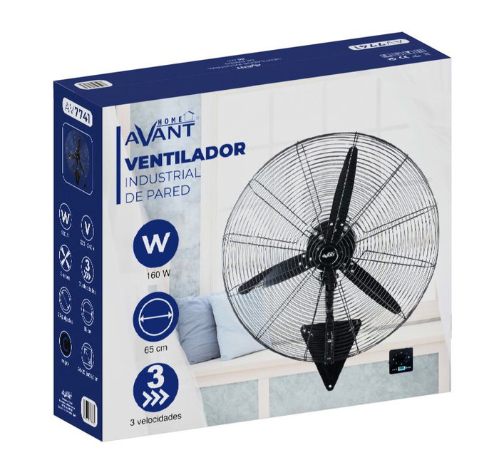 AVANT Ventilador Industrial de Pared, 65 cm de Diámetro, 180 W, para Talleres y Garajes, Ventilador de Alta Potencia para Pared, 65 cm, 180W
