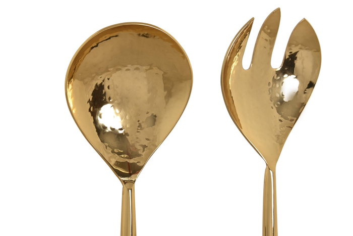 DKD Home Decor Set de cubiertos Acacia Dorado y Natural
