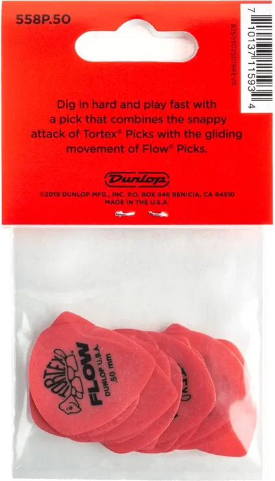 DUNLOP Púas Tortex Flow 0.50 mm - Pack de 12 púas para guitarra, verde lima estándar