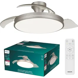 Philips Atlas Ventilador de Techo con Aspas Retráctiles y LED Níquel