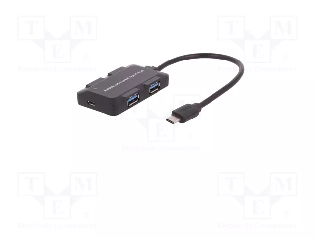 QOLTEC Hub USB 3.1 con 4 Puertos USB-A y Conector USB-C, Negro