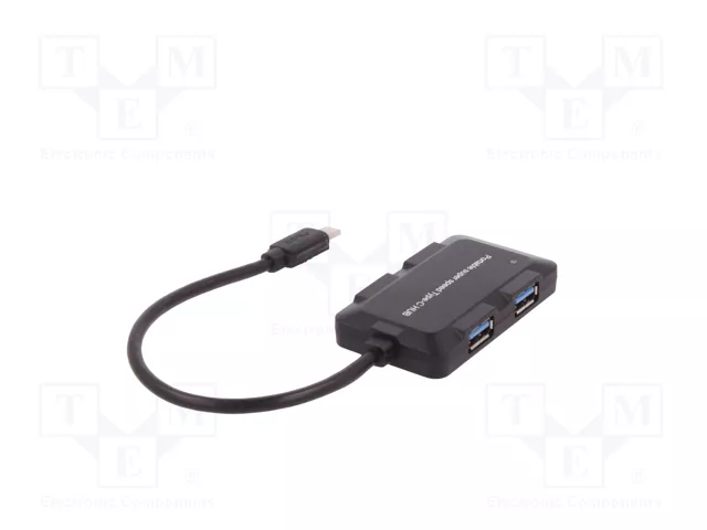 QOLTEC Hub USB 3.1 con 4 Puertos USB-A y Conector USB-C, Negro