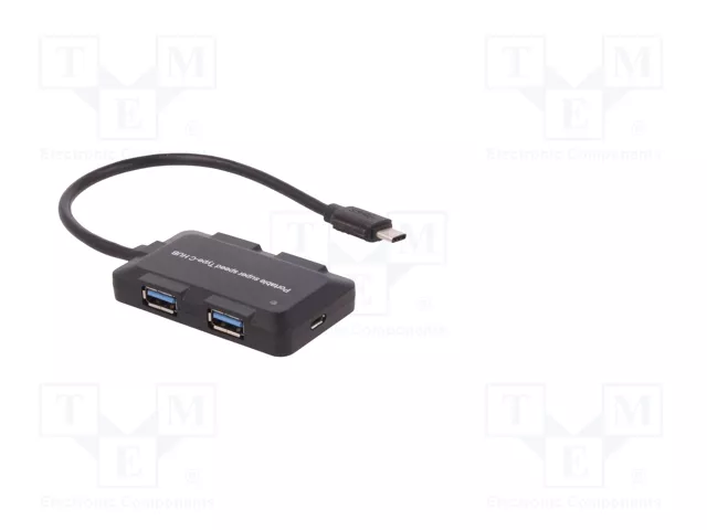 QOLTEC Hub USB 3.1 con 4 Puertos USB-A y Conector USB-C, Negro