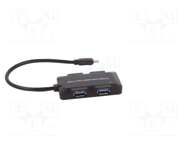 QOLTEC Hub USB 3.1 con 4 Puertos USB-A y Conector USB-C, Negro
