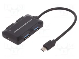 QOLTEC Hub USB 3.1 con 4 Puertos USB-A y Conector USB-C, Negro