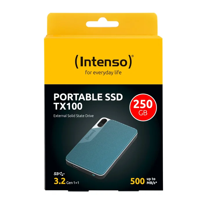 Intenso TX100 Disco Duro Externo SSD 250 GB, USB Tipo C 3.2 Gen 1, Velocidad Lectura/Escritura hasta 500 MB/s, Resistente a Golpes, Color Azul Gris Intenso TX100 Disco Duro Externo SSD 250 GB, USB Tipo C 3.2 Gen 1, Velocidad Lectura/Escritura hasta 500 MB/s, Resistente a Golpes, Color Azul Gris