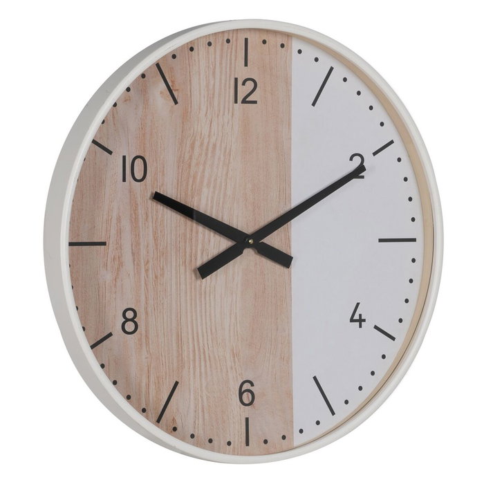 Ixia Reloj Decorativo de Madera Natural-Blanco 60 x 60 x 5,50 cm