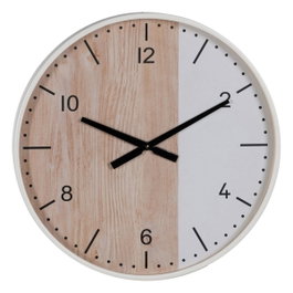 Ixia Reloj Decorativo de Madera Natural-Blanco 60 x 60 x 5,50 cm