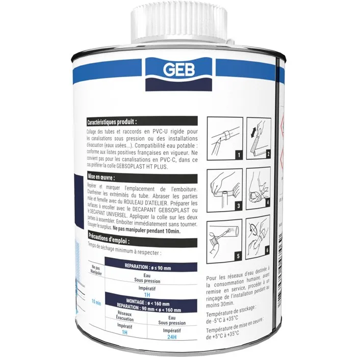 Geb Adhesivo Gebsoplast Gel Plus para PVC, 1 L, para sistemas de presión y drenaje de PVC rígido - GEB3283985047469 Geb Adhesivo Gebsoplast Gel Plus para PVC, 1 L, para sistemas de presión y drenaje de PVC rígido - GEB3283985047469