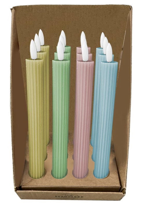 DKD Home Decor Vela LED Cera Parafina Amarillo Rosa Verde Azul 2 x 2 x 24 cm (12 Unidades)