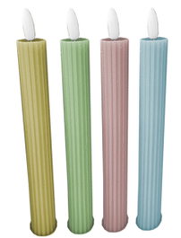 DKD Home Decor Vela LED Cera Parafina Amarillo Rosa Verde Azul 2 x 2 x 24 cm (12 Unidades)
