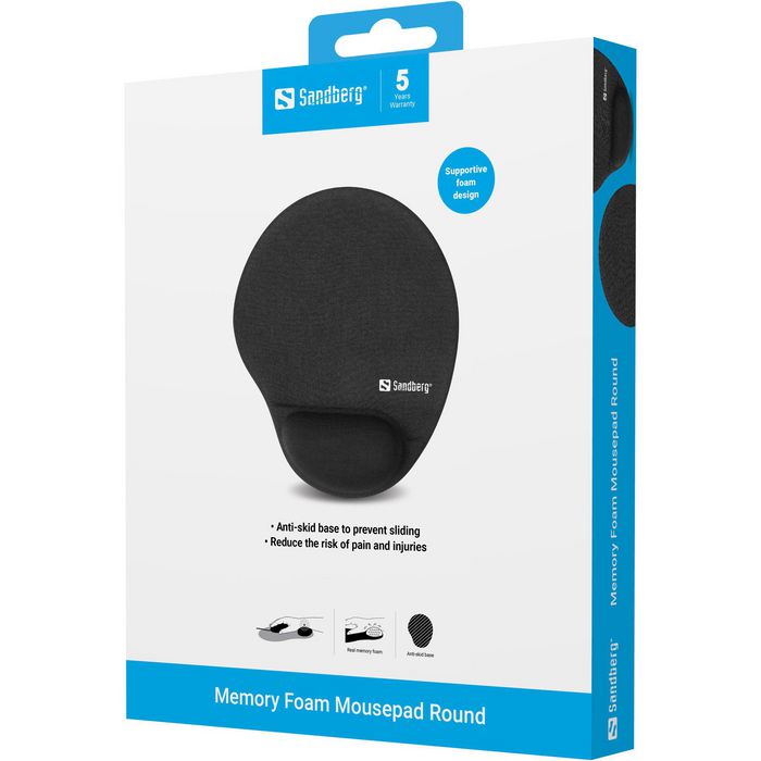 SANDBERG Memory Foam Mousepad Round Alfombrilla de ratón circular con espuma con memoria