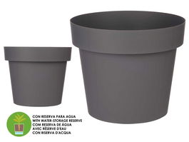 Ibergarden Maceta Plástico Gris con Reserva de Agua 35 cm, 18 l, 34x34x29 cm (Set de 6)