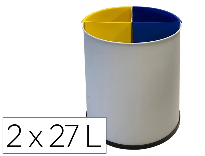 Sie Papelera metálica para reciclaje con 2 departamentos extraíbles 2x27 litros Sie Papelera metálica para reciclaje con 2 departamentos extraíbles 2x27 litros