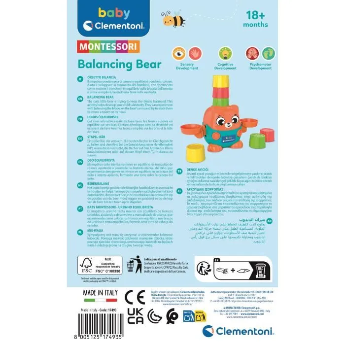 Clementoni CLE17493 Oso de Equilibrio Montessori Clementoni CLE17493 Oso de Equilibrio Montessori