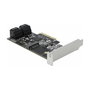 DeLOCK 90396 Tarjeta PCI Express x4 con 4 Puertos SATA III y 1 Ranura M.2 Key B para Conectar Discos, Factor de Forma Low Profile, 6 Gbit/s, Color Negro, Verde, Gris
