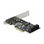 DeLOCK 90396 Tarjeta PCI Express x4 con 4 Puertos SATA III y 1 Ranura M.2 Key B para Conectar Discos, Factor de Forma Low Profile, 6 Gbit/s, Color Negro, Verde, Gris
