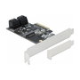 DeLOCK 90396 Tarjeta PCI Express x4 con 4 Puertos SATA III y 1 Ranura M.2 Key B para Conectar Discos, Factor de Forma Low Profile, 6 Gbit/s, Color Negro, Verde, Gris