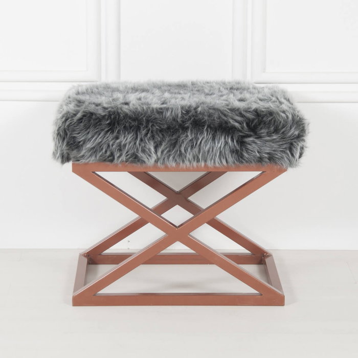 Atelier Del Sofa Puff Cobre y Gris 50x42x40 cm