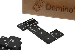 DKD Home Decor Set de 2 Domino Resina y MDF Negro y Natural 7 x 3 x 20 cm