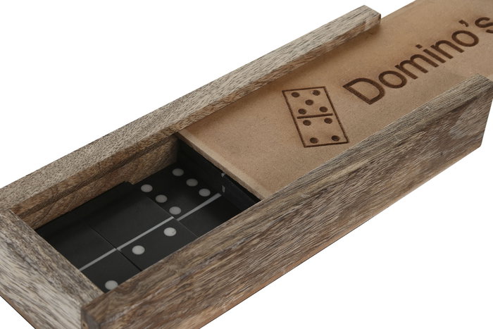 DKD Home Decor Set de 2 Domino Resina y MDF Negro y Natural 7 x 3 x 20 cm