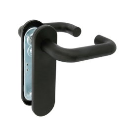 Juego de manillas con placa 172x46 mm acero negro para puerta 3P