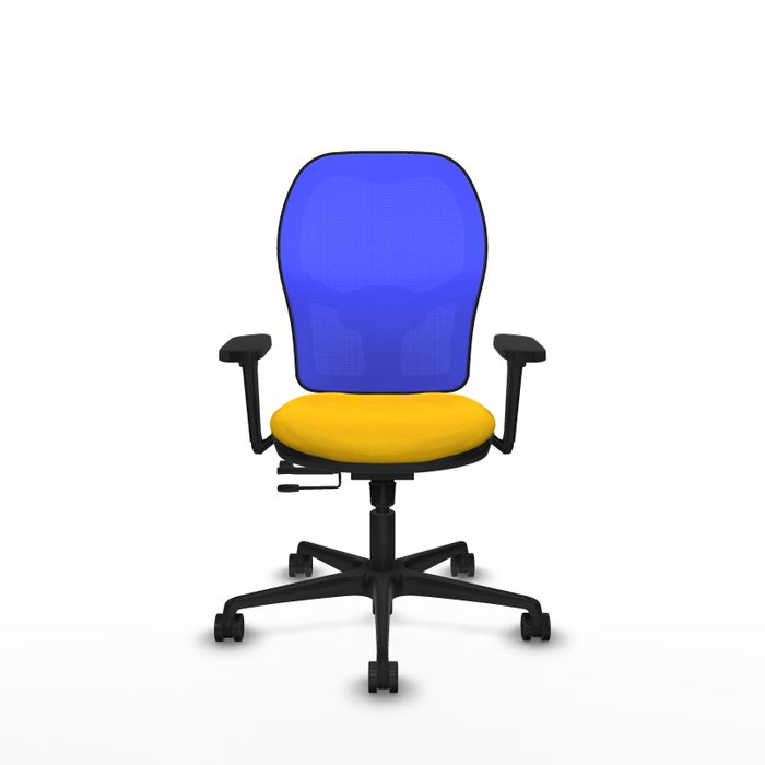PIQUERAS Y CRESPO Silla de oficina Jorquera con mecanismo Sincro/Traslack, tela amarilla y malla azul PIQUERAS Y CRESPO Silla de oficina Jorquera con mecanismo Sincro/Traslack, tela amarilla y malla azul
