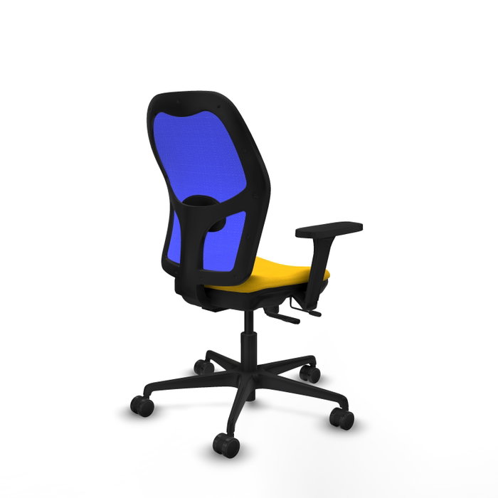 PIQUERAS Y CRESPO Silla de oficina Jorquera con mecanismo Sincro/Traslack, tela amarilla y malla azul PIQUERAS Y CRESPO Silla de oficina Jorquera con mecanismo Sincro/Traslack, tela amarilla y malla azul