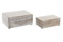 DKD Home Decor Set de 2 Joyeros de Mango Floral 3D Blanco