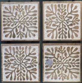 DKD Home Decor Set de 2 Joyeros de Mango Floral 3D Blanco