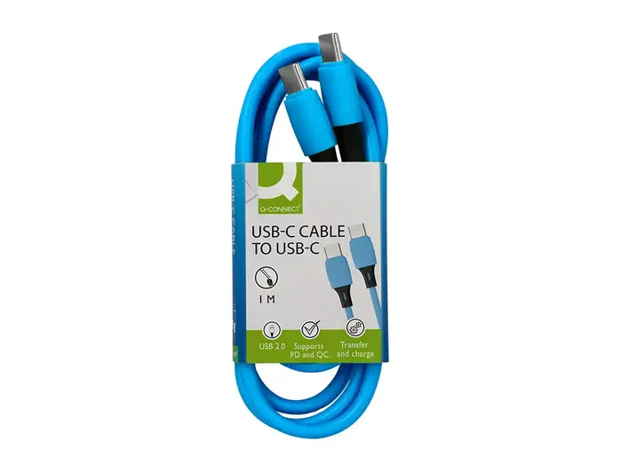 Q-connect Cable USB-C a USB-C PVC 1m Azul Q-connect Cable USB-C a USB-C PVC 1m Azul