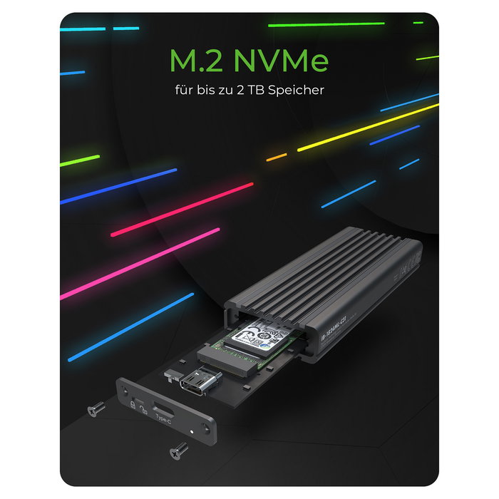 ICY BOX IB-1824ML-C31 Carcasa Externa SSD M.2 NVMe USB 3.2 Gen 2 Tipo C Negro