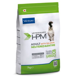 Virbac HPM Feline Adult Salmon Neutered&Entire Pienso para Gatos Adultos Esterilizados y No Esterilizados 7 kg