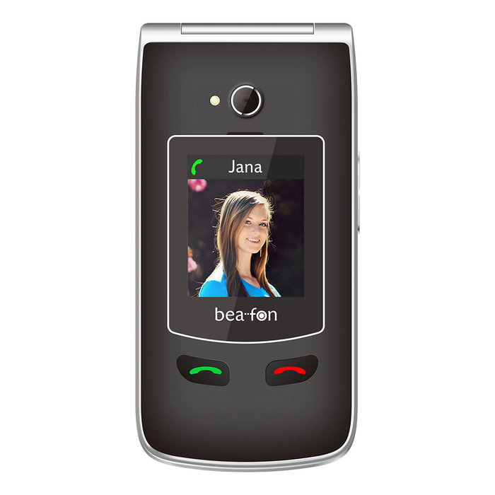 Bea-Fon SL645plus Móvil con Tapa 4G LTE, Pantalla 7.11 cm (2.8"), Cámara 3 MP, Batería 1000 mAh, Resistente IP54, Negro y Plata