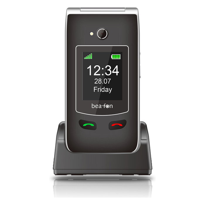 Bea-Fon SL645plus Móvil con Tapa 4G LTE, Pantalla 7.11 cm (2.8"), Cámara 3 MP, Batería 1000 mAh, Resistente IP54, Negro y Plata