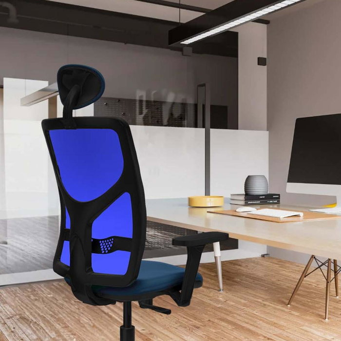 PIQUERAS Y CRESPO Silla de oficina Motilla Azul con mecanismo Sincro