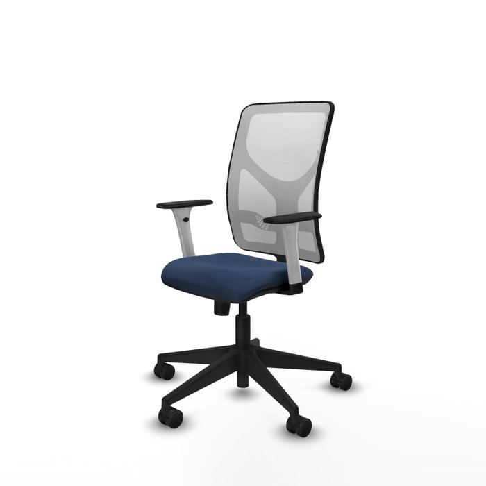 PIQUERAS Y CRESPO Silla de oficina Motilla con mecanismo Sincro, Azul marino y Blanco