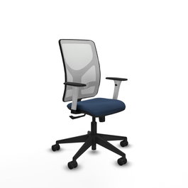 PIQUERAS Y CRESPO Silla de oficina Motilla con mecanismo Sincro, Azul marino y Blanco