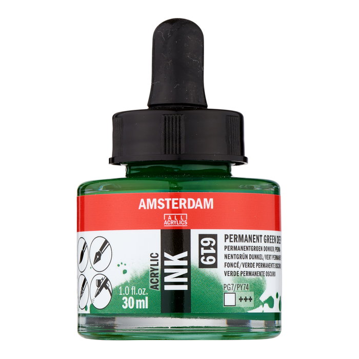 Amsterdam Tinta Acrílica Verde Permanente Oscuro 619 Amsterdam Tinta Acrílica Verde Permanente Oscuro 619