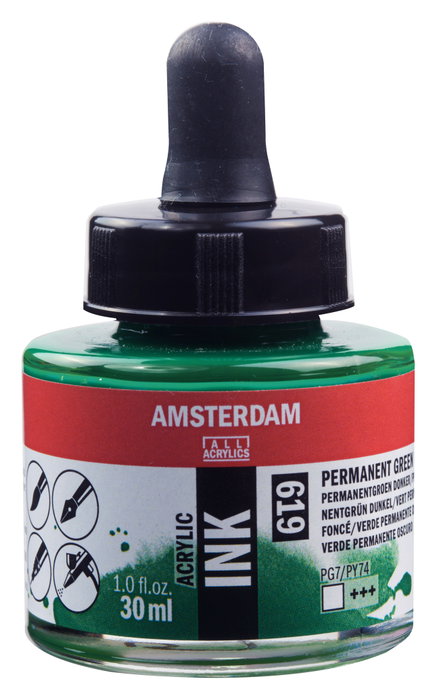 Amsterdam Tinta Acrílica Verde Permanente Oscuro 619 Amsterdam Tinta Acrílica Verde Permanente Oscuro 619
