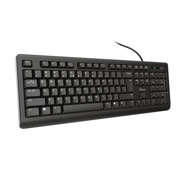 Trust Primo Teclado USB Oficina Completo (100%) con Teclado Numérico en Portugués, Negro, Interruptor de Membrana, Resistente a Derrames